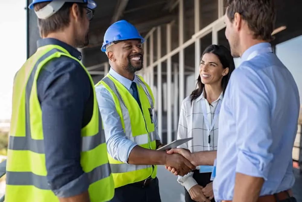 Construction contractors on a UK site who book contractor accommodation via Renzo Airbnb & short let management