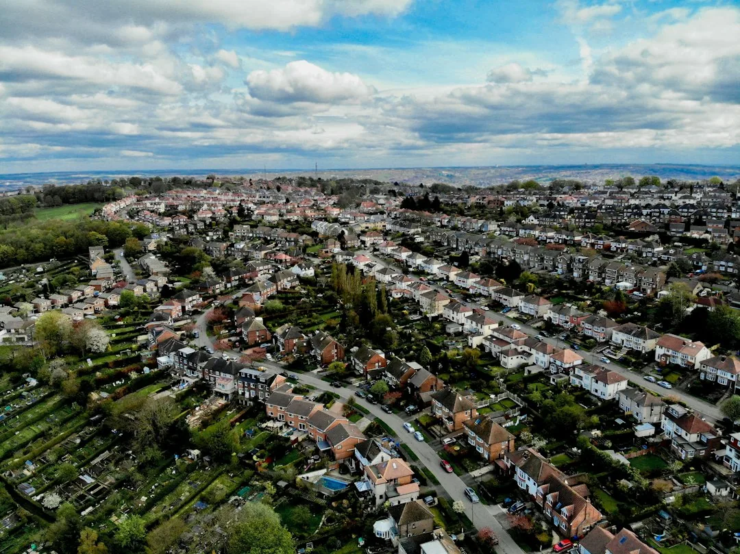 Filey — an aerial view of a city with lots of houses